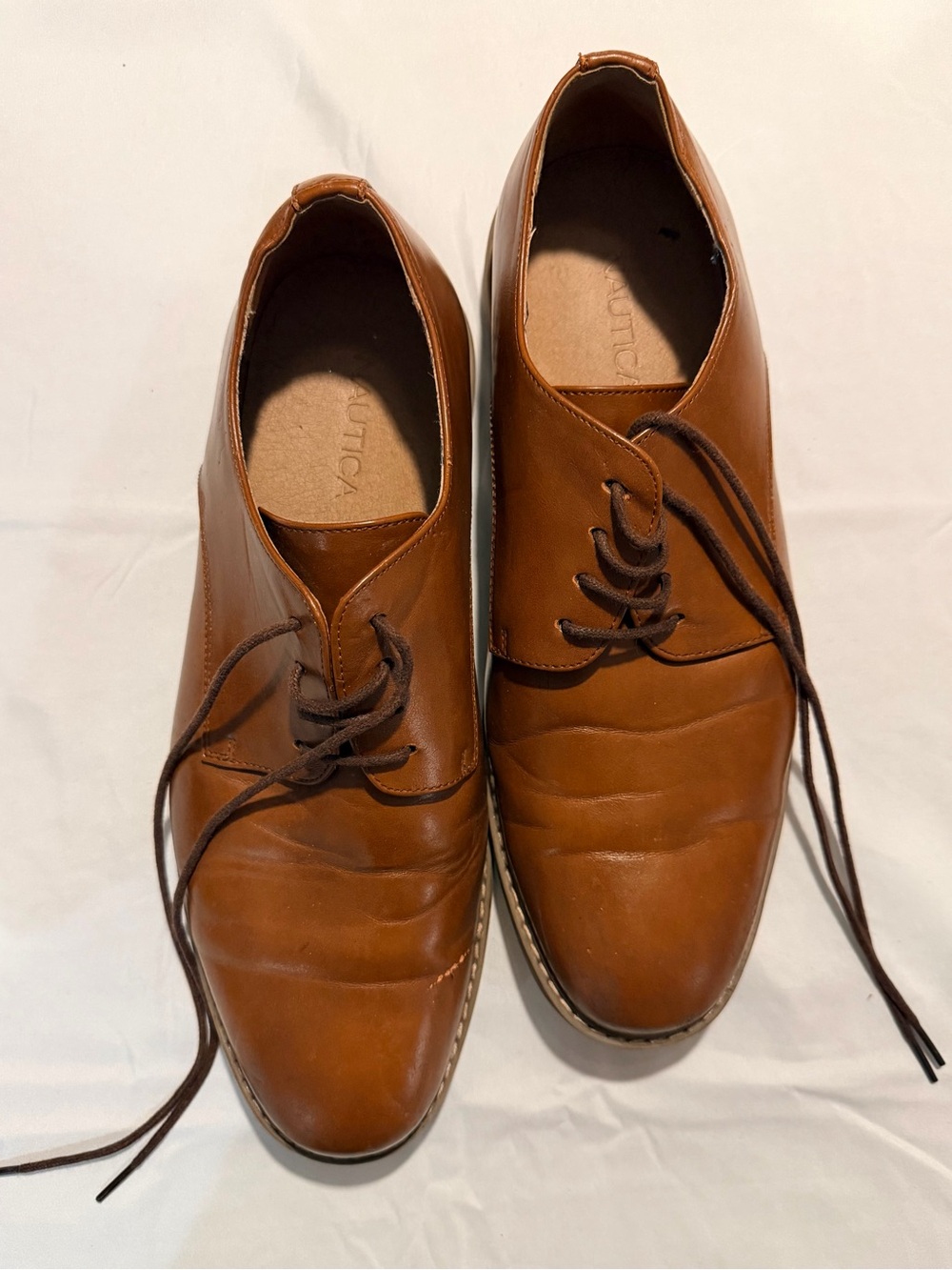 Nautica Men’s Brown Leather Lace-Up Oxfords